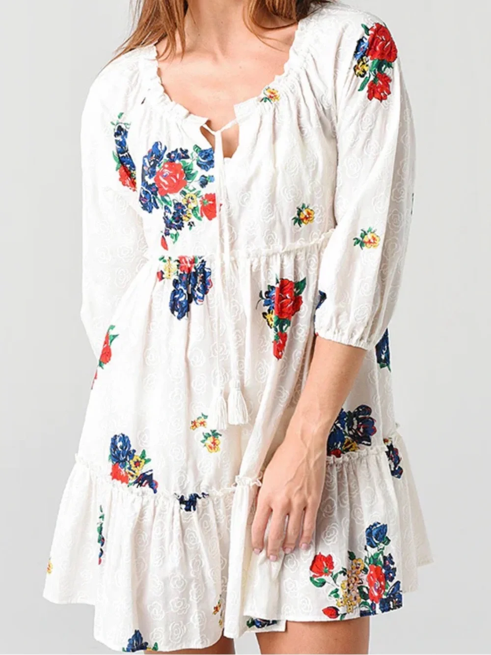Tory Burch Embroidered Floral Beach Dress Cover-Up 100% Cotton Size Medium